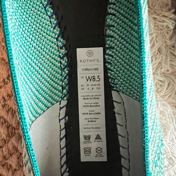 Rothy’s Turquoise Calypso Stripe The Pointe Flats - Picture 9 of 9